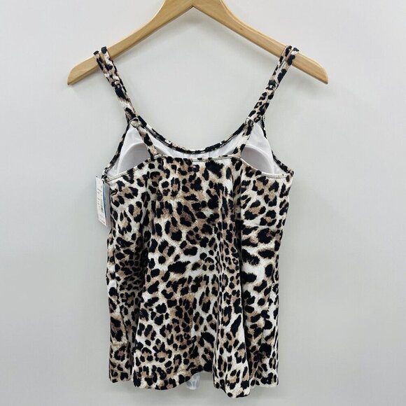 Swim Solutions Womens Size 12 Animal Printed Pleat-Front Tankini Top $78 585 - Picture 5 of 9